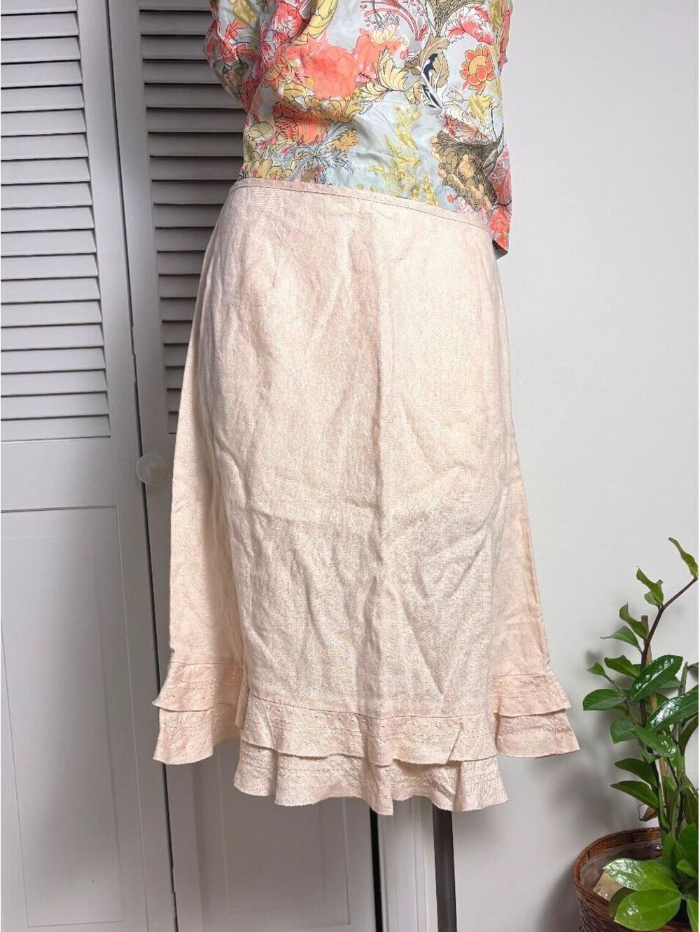 Willi Smith Vtg Linen Prairie Skirt